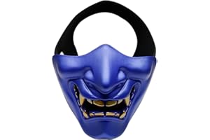 AOUTACC Airsoft Half Face Masks, Evil Demon Monster Kabuki Samurai Hannya Oni Half Face Protective Masks Masquerade Ball, Party, Halloween, Cs War Game