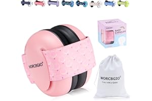 WORCBGIO Infant Ear Protection Headphones with Adjustable Elastic Headband&Comfortable White Muffs Baby Earmuff Helps Sleep Well & Reduce Noise (Donut,Pink