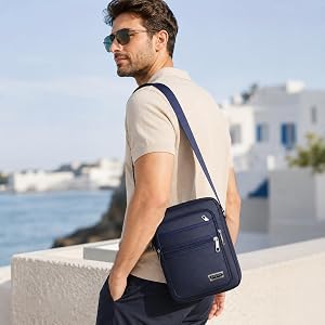 Men’s Crossbody Bag – Trendy Multi-Layer Shoulder Bag with 6 Zippered Compartments for Cash, Coins, and Daily Essentials
