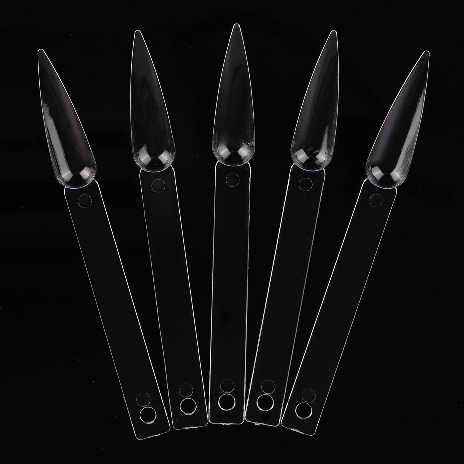 160 Pieces Nail Display Sticks Transparent Nail Art Practice Stiletto Nail Tips Display Polish Board Display Pointed Tip Plastic Nail Art Tips : Beauty