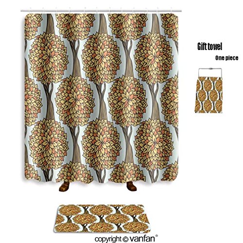 Lovely Vanfan Bath Sets With Polyester Rugs And Shower Curtain In