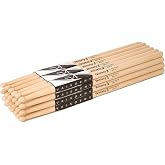 VAISOENY Drum Sticks, Maple Wood 5A Drumsticks with Teardrop Tip, 12 Pairs | Versatile Lightweight Maple Drumsticks for Drums. Classic 5A Size for Pop &amp; Rock, Providing Pro Dynamic &amp; Smooth Control