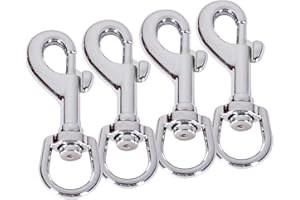RSOTC 4 Pack Flag Swivel Snap Clips-Heavy Duty Metal Flag Snaps Hooks with Swivel Eyelet for Max 5/16" Diameter Flagpole Rope Clips for Flag, Pet Leash, Leather Craft