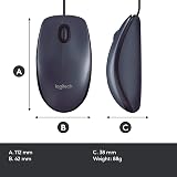 Logitech B100 Wired USB Mouse 3-Buttons Optical Ambidextrous Black view 9