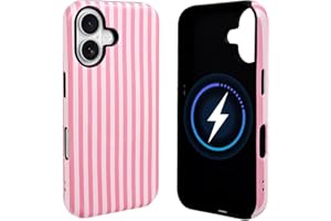 NITITOP Compatible with iPhone 16 Case Cute Matte Magnetic Compatible with MagSafe Vertical Striped for Woman Girl Man Boy Hy