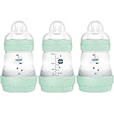 MAM 5oz Easy Start Anti-Colic Wide Neck Vented Baby Bottle, Slow Flow Breastfeeding-Like Nipple,Reduces Colic Gas & Reflux, Easy Clean, BPA Free,0+ Months, Made in Europe,Bonus Medium Flow Nipple