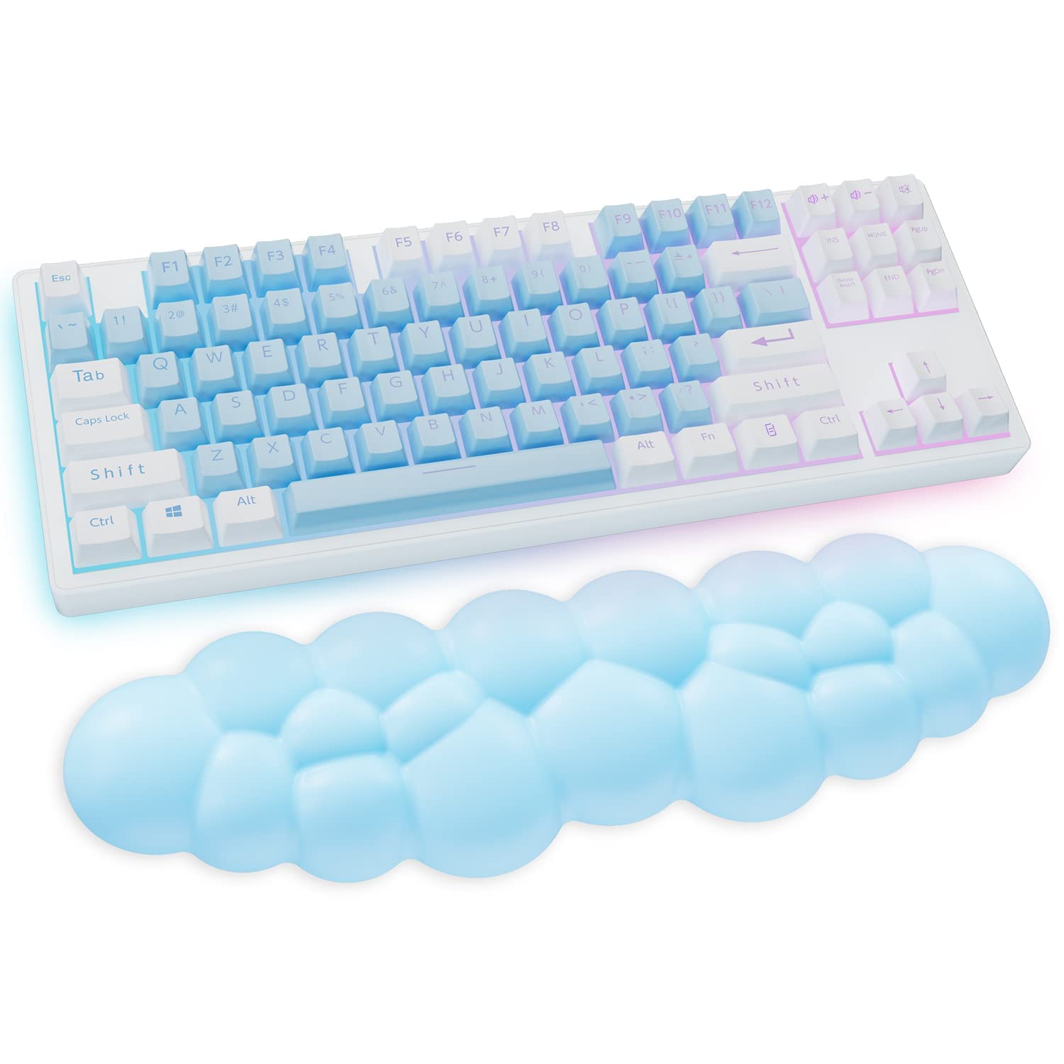 Sushret Cloud Wrist Rest Keyboard, Blue Cloud Palm Rest with PU Leather Memory Foam Cute Keyboard Rest for Wrist Support and Arm Rest, Desk Cloud Wrist Pad for PC Gaming/Hand Cushion/Computer/Office — image 1