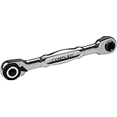CONQUER 1/4" Mini Ratchet Wrench Low Profile Dual Head | Socket/Bit Driver, 72-Tooth, 5&deg; Swing Arc, Ultra-Low Back Drag, Quick-Release Button; For Tight Engine Bays &amp; EDC Kits