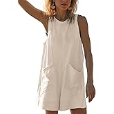 Glamaker Women's Summer Sleeveless Romper Casaul Beach Vacation Loose Shorts Jumpsuit Overalls Outfits 2026 With Pocket