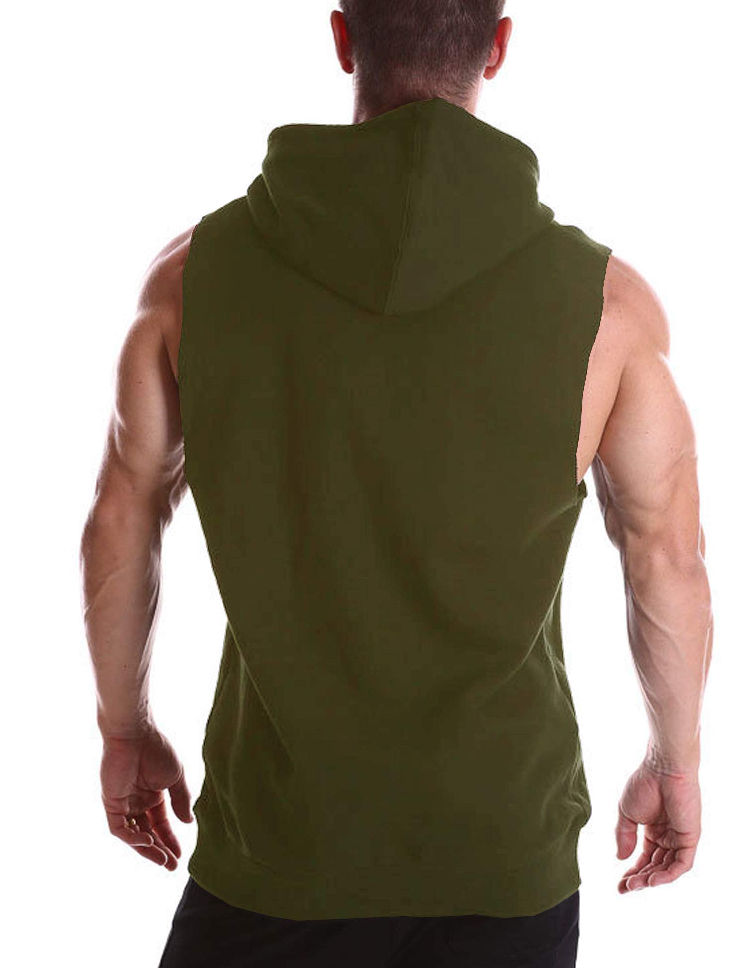 Sleeveless Hoodie Olive Green Mens COOFANDY Men's Workout