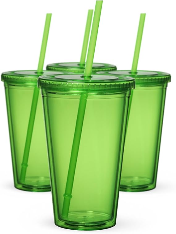 Maars Classic Insulated Tumblers 16 oz. Double Wall Acrylic Green 4 pack