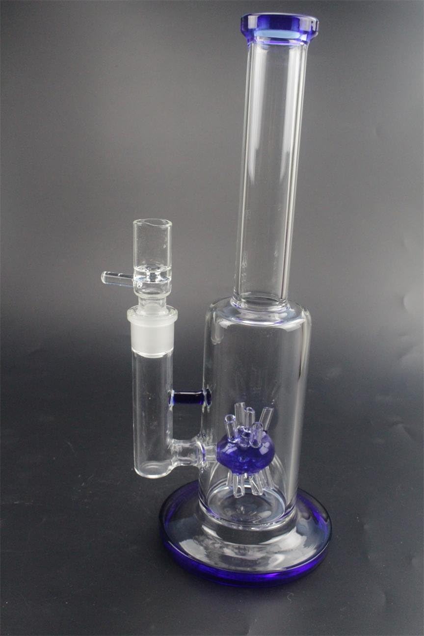 Scarise Water Pipes Joint 18.8mm Tall 34cm Small Glass Bongs Glass Hookahs (Blue)