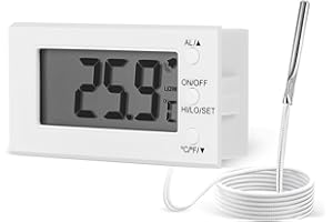 LXSZRPH Digital Oven Thermometer -58°F to 572°F/-50°C-300°C, Thermometer with Probe, High Low Temperature Alarm, LCD, White, 