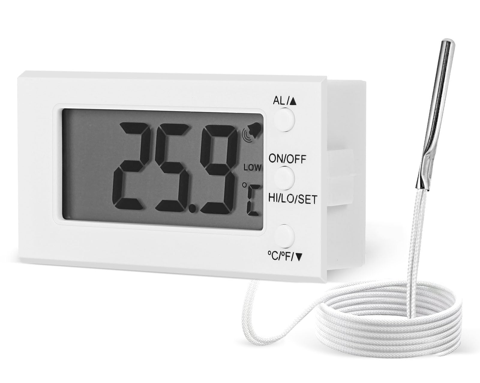 LXSZRPH Digital Oven Thermometer -58°F to 572°F/-50°C-300°C, Thermometer with Probe, High Low Temperature Alarm, LCD, White (1)