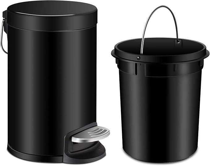 YCTEC Bathroom Trash Can with Lid Soft Close, Round Step