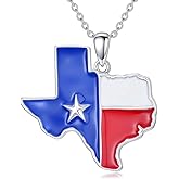 MEIDERBO Texas Necklace 925 Sterling Silver Texas State Pendant Map Flag Hometown Jewelry Texas Gifts for Men Women Love TX