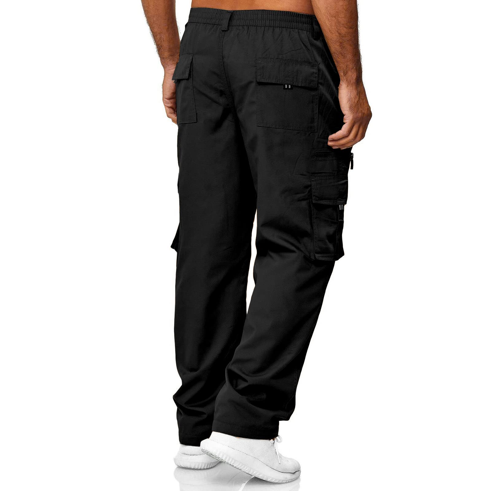 THWEI Mens Cargo Pants Casual Cotton Jogger Multi Pockets Outdoor Hiking Work Sweatpants