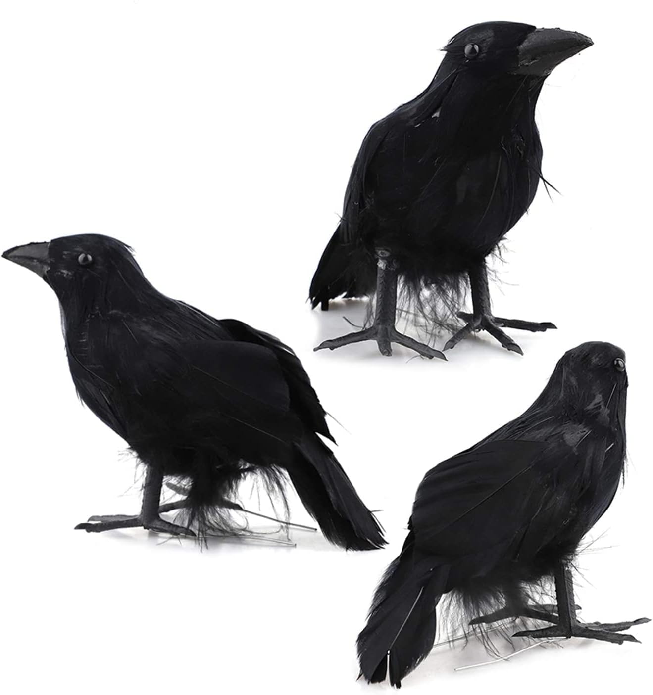 Holiday Décor Storage - 3PCS Halloween Black Crows Feathered Halloween Decorations Realistic Looking Ravens Large Handmade Black Crow for Halloween Decoration Supplies