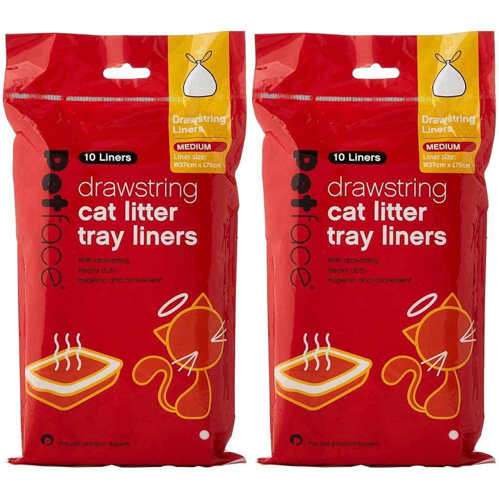 Petface Drawstring Cat Litter Tray Liner, Medium (Pack of 20),Packaging may vary