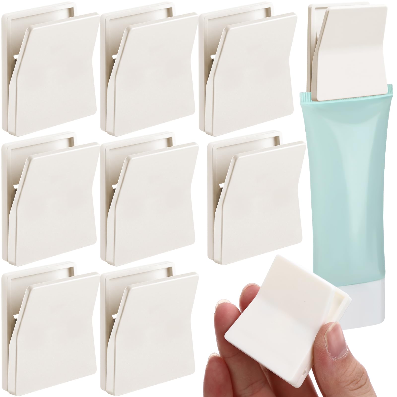 Photo 1 of Briwooody 8 Pcs Large Self Adhesive Clips Wall Tapestry Clips No Drilling Towel Holder Adjustable Spring 15 mm Flag Hanger for Bathroom Kitchen Home Office Hotel (White,Trapezoidal Style)