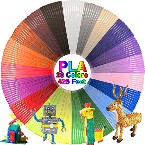 3D Pen 1.75mm Filament Refills 20 Colors, 21 Feet Each, 420 Feet Total Nontoxic Compatible With Most 4D Pens Or DIY Material Tools
