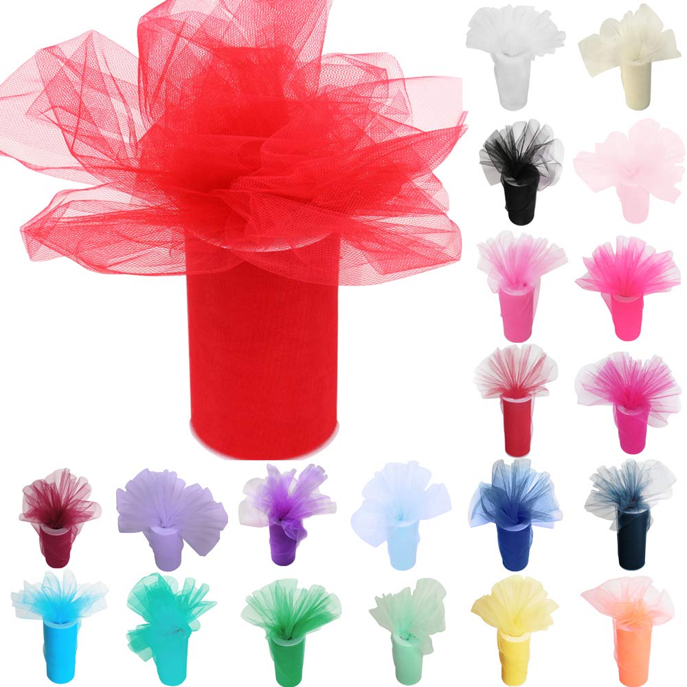 Time to Sparkle 6 Inchs x 25yards/75FT Tulle Roll Spool Tutu Party Birthday Wraping Crafts Bridal Bow Skirt Wedding Decor, Coral — image 1