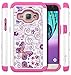 Galaxy J1 2016 Case, Galaxy Express 3 Case, Style4U Butterfly Studded Rhinestone Crystal Bling Hybrid Armor Case for Galaxy J1 2016/Galaxy Express 3/Galaxy Amp 2/Luna with 1 Stylus [White/Hot Pink]