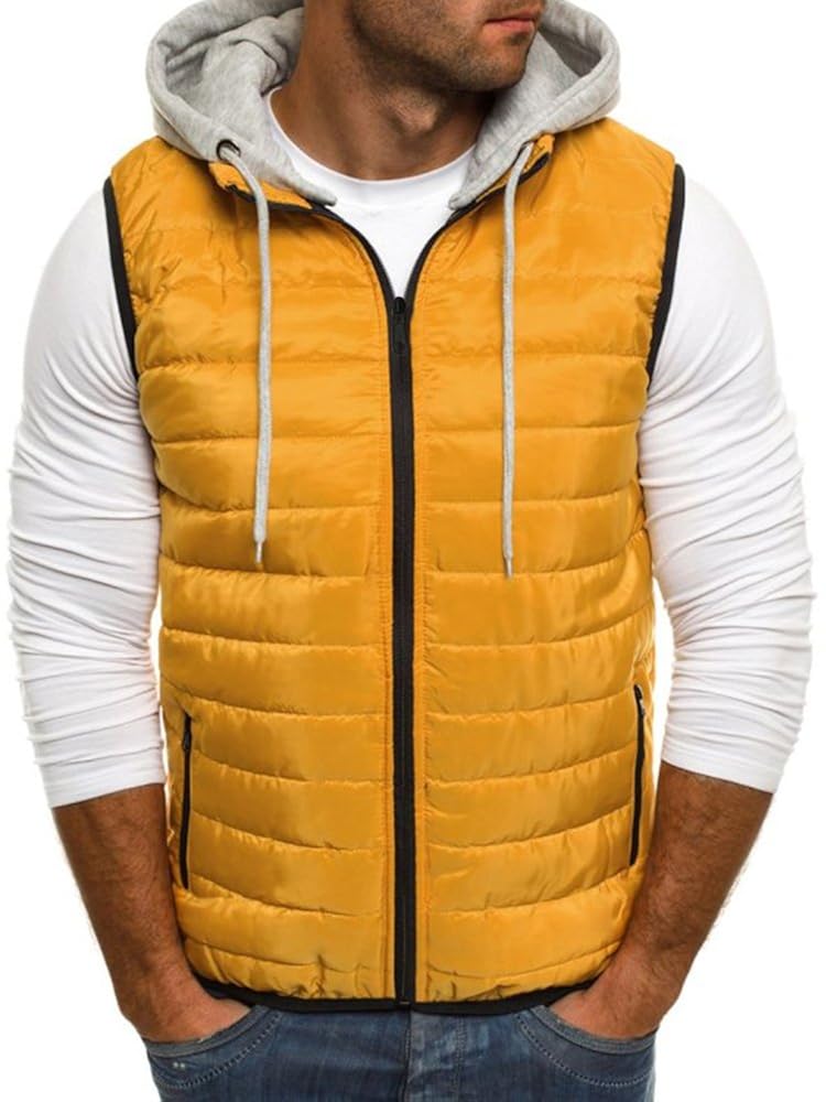 Buy Beotyshow Mens Puffer Vest Sleeveless Jacket Quilted Hooded Zip Up