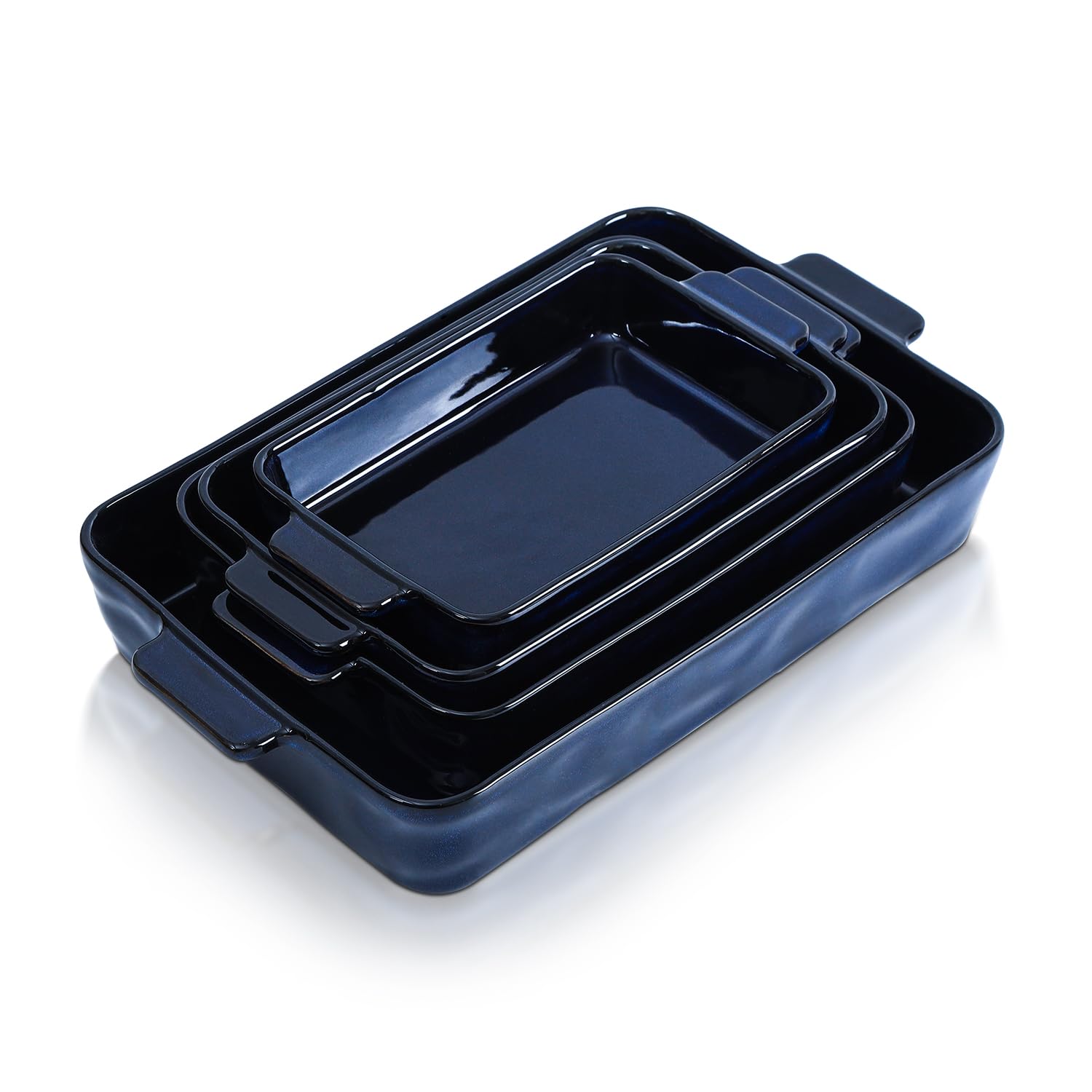 Photo 1 of VICRAYS Ceramic Bakeware Set, Porcelain Rectangular Lasagna Pans Casserole Dish Set for Baking, Cooking, Kitchen, Cake Dinner, Banquet and Daily Use, 4 PCS, Blue(9.52"/11.06"/11.77"/14.56")