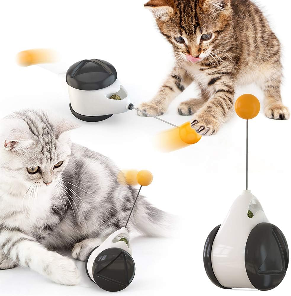 Mwatcher Interactive Robotic Cat Toys Moving Cat Toys for Indoor Balance Swing Car Kitten Toys with Ball : Pet Supplies