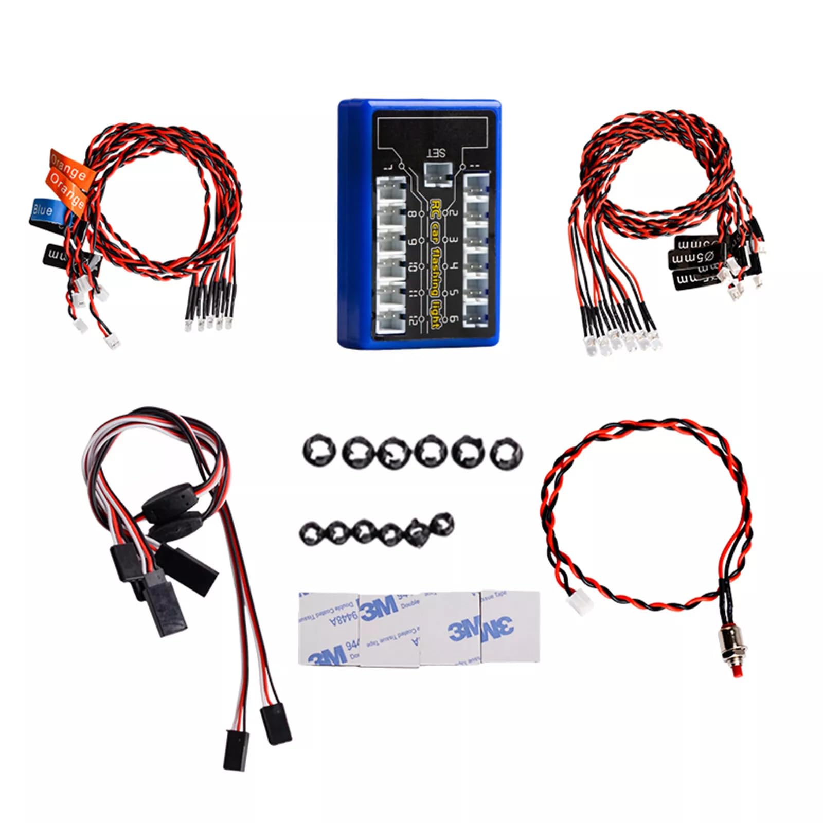 RC Car Truck Buggy 12 LED Flashing Lamp System 4.8 to 6V RC Vehicle Lighting Kit for 1/8 1/10 1/12 and Other Remote Control Cars