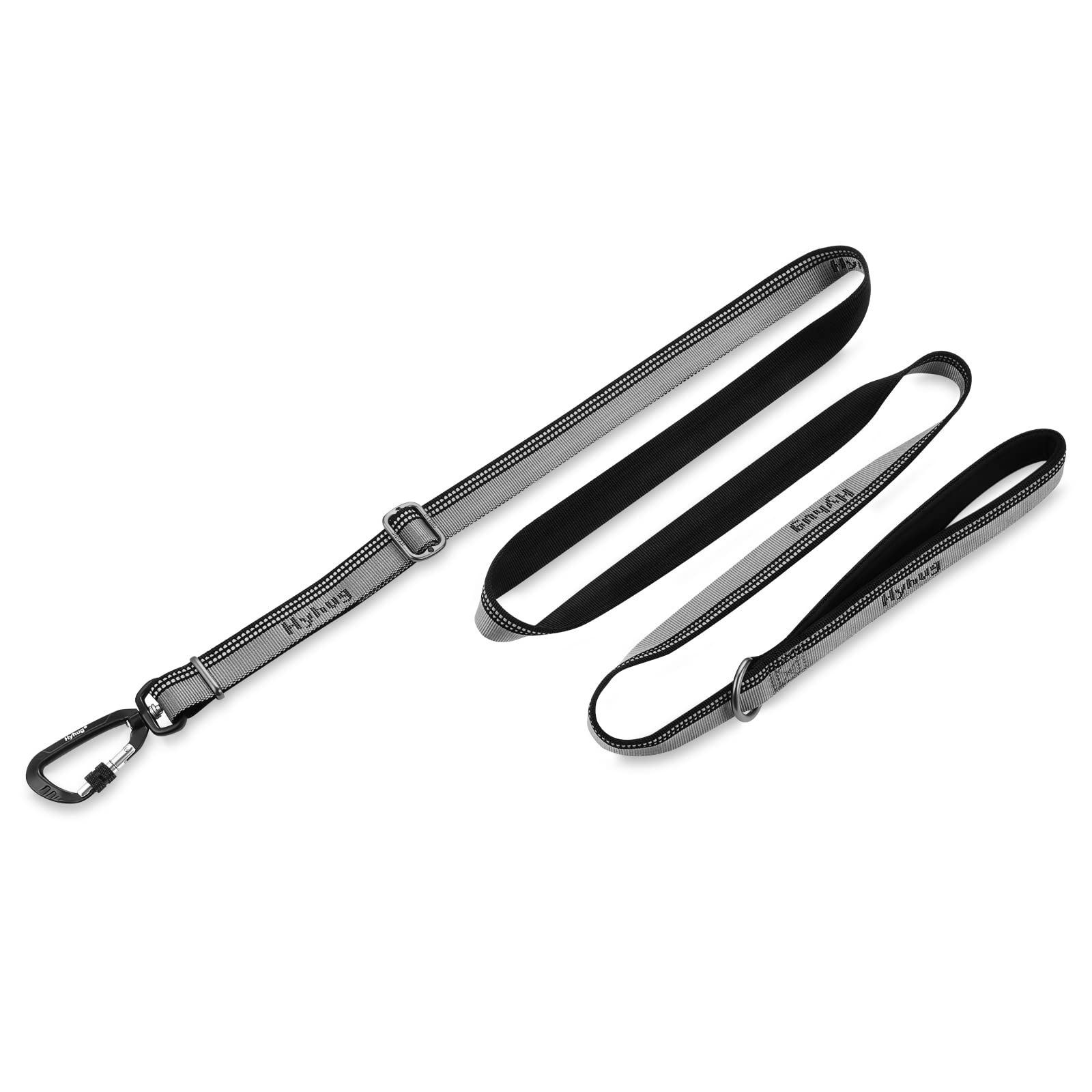 Hyhug Strong 3M Reflective Strip Double Color Nylon Jacquard Weave Webbing Dog Lead, Comfy Adjustable Length(6 5 4 feet) Safety Leash, Durable Soft Breathable, Safe Night Walk. (6 feet, Ultimate Gray)