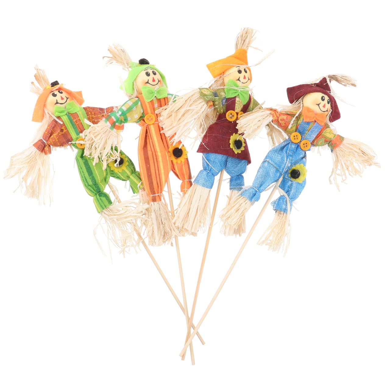 Yardwe 4Pcs Small Scarecrow Decoration Autumn Thanksgiving Decoration Props Ornaments Pendant for Halloween Party School Kindergarten Home Bar Garden Assorted style