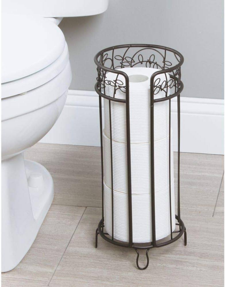 iDesign Twigz Metal Toilet Tissue Roll Reserve Organizer for Bathroom, Compact Organizer, Holds 3 Rolls of Toilet Paper, Bronze: Home & Kitchen