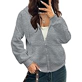 Dookttker Womens Zip Up Hoodie Y2k Sweatshirts Fleece Lining Jackets Sport Tops Fall Winter Coats 2025 Fashion