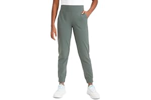 CRZ YOGA Butterlift Girls Joggers with Pockets - Athletic Active Casual Lounge Running Pants for Kids Teen Soft