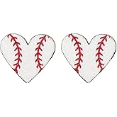 Football Basketball Volleyball Baseball Soccer American Football Ball Game Stud Earrings Glitter Acrylic Shiny Earrings for Women-Football