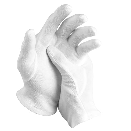 12 Pairs White Cotton Gloves for Dry Hands, SPA Gloves Inspection