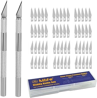 Mlife Precision Carving Craft Messer Set 60 Ersatzklingen Skalpell Schnitzmesser für DIY Art Work Cutting