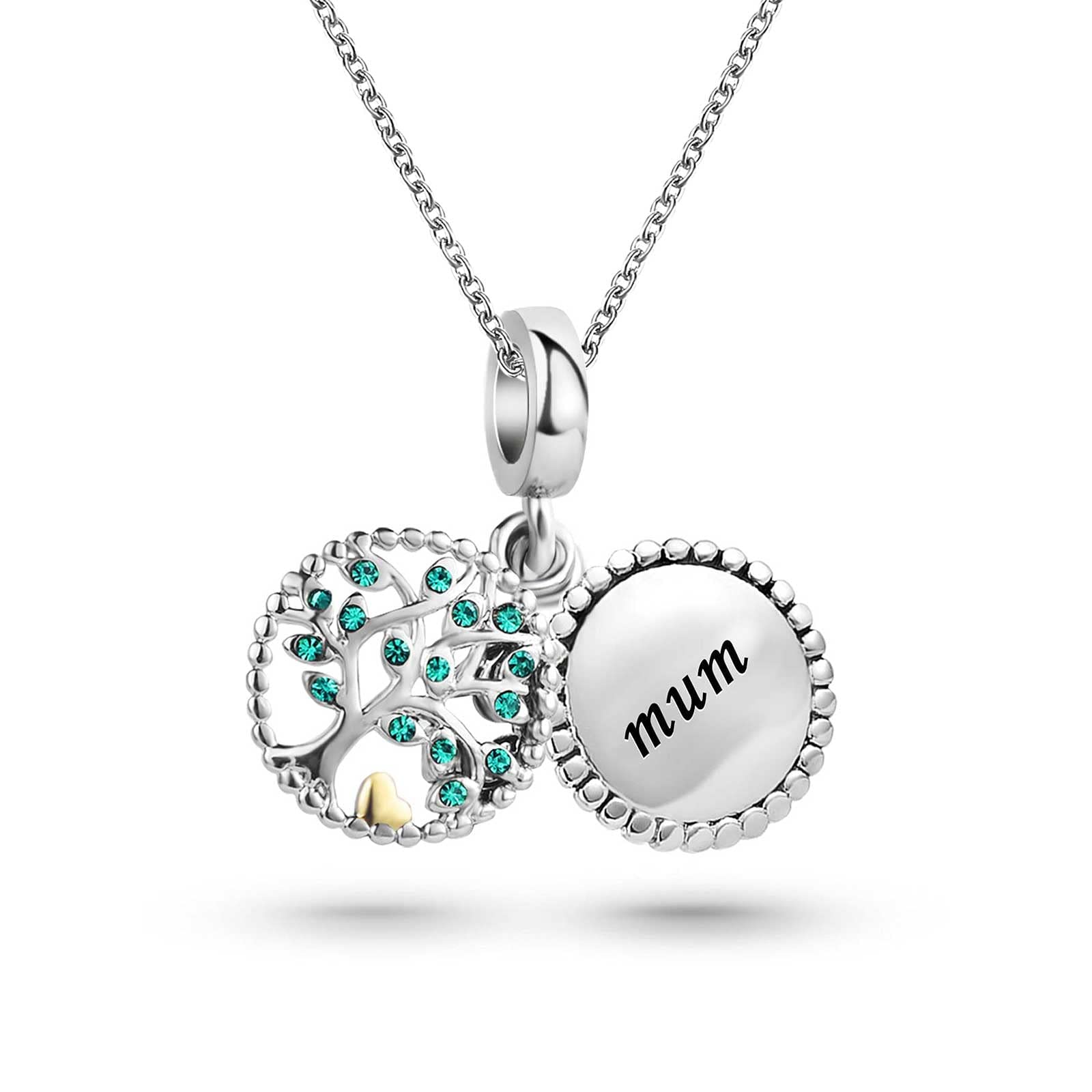 KunBead Jewelry Mum 18 inch Family Tree Charm Pendant Necklace Birthday Mothers Day Gifts from Daughter Son — image 1