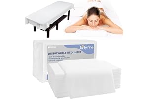 SOFYFINE Disposable Bed Sheets for Massage Table 31" x 71"(90 Pcs) Waterproof Non-woven Bed Cover for SPA, Beauty, Tattoo, Waxing (White)