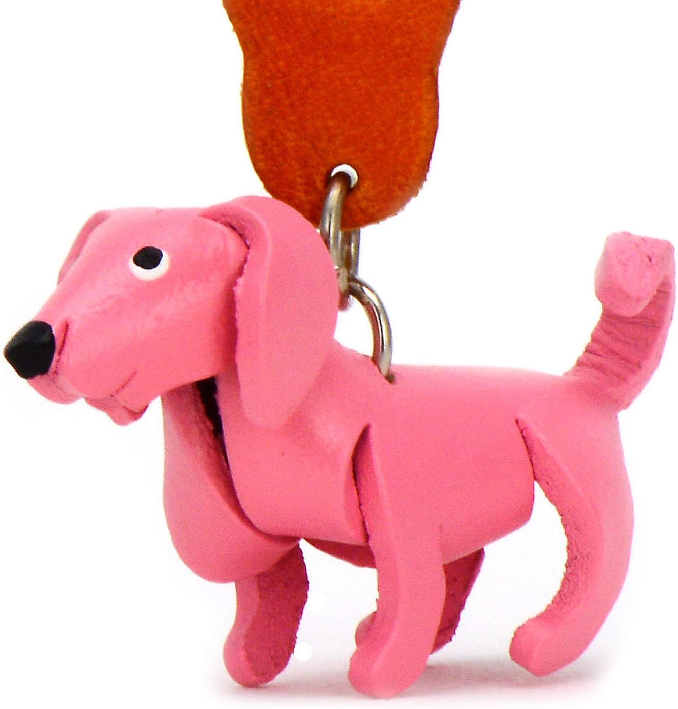 MONKIMAU Leather Keyring Labrador Retriever Dog, Pink, S