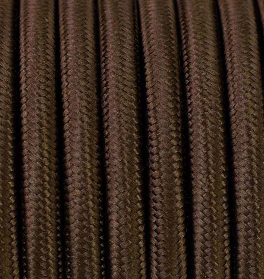 Vintage Fabric 10FT 3 Metres 2 Core Braided Textile Pendulum Lamp Cable - 2x1.5mm² Brown Round