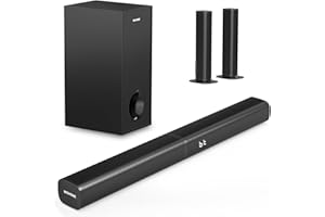 Wohome 2.1 Sound Bar for Smart TV with 5 Inches Wired Subwoofer, 140W, 2 in 1 Detachable Soundbar with RGB-IC Backlight, Bluetooth 5.3, Optical, AUX, USB Input, Bass Adjustable, Remote/Button Control