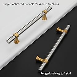 Rergy 10 Pack Brushed Nickel & Gold Drawer Pulls, 5