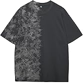 Mens Oversized Casual T-Shirts Summer Cotton Short Sleeve Tee Tie Dye Crew Neck Tops Hipster Print Shirts