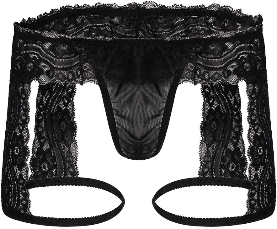 IWEMEK Sexy Mens Erotic Lingerie Lace Boxer Briefs Sissy Pouch Crossdress Shorts Panties Babydoll G-String See-Through…