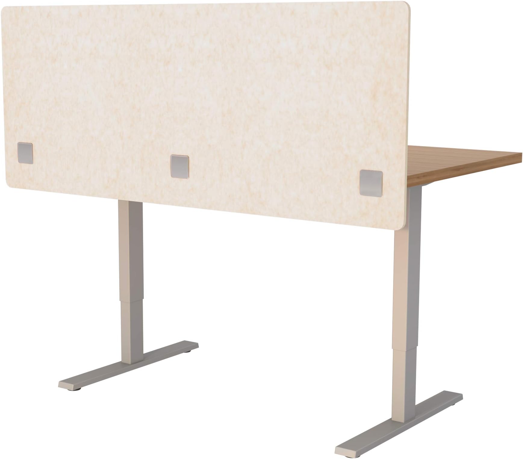 VaRoom Acoustic Partition, Sound Absorbing Desk Divider – 60” W x 24”H Privacy Desk Mounted Cubicle Panel, Linen
