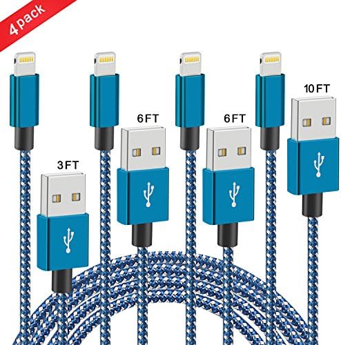 Amerzam 4 Pack 3FT 6FT 6FT 9FT Lightning Cables, Lightning to USB Cable Nylon Braided iPhone Charger Cable Charging and Sync for iPhone iPad iPod