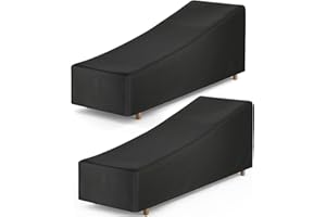 F Fellie Cover Patio Outdoor Chaise Lounge Cover Waterproof, Lounge Chair Covers Waterproof Outdoor Durable Patio Furniture Covers Black 2 Pack, 82" L x 30" W x 31" H